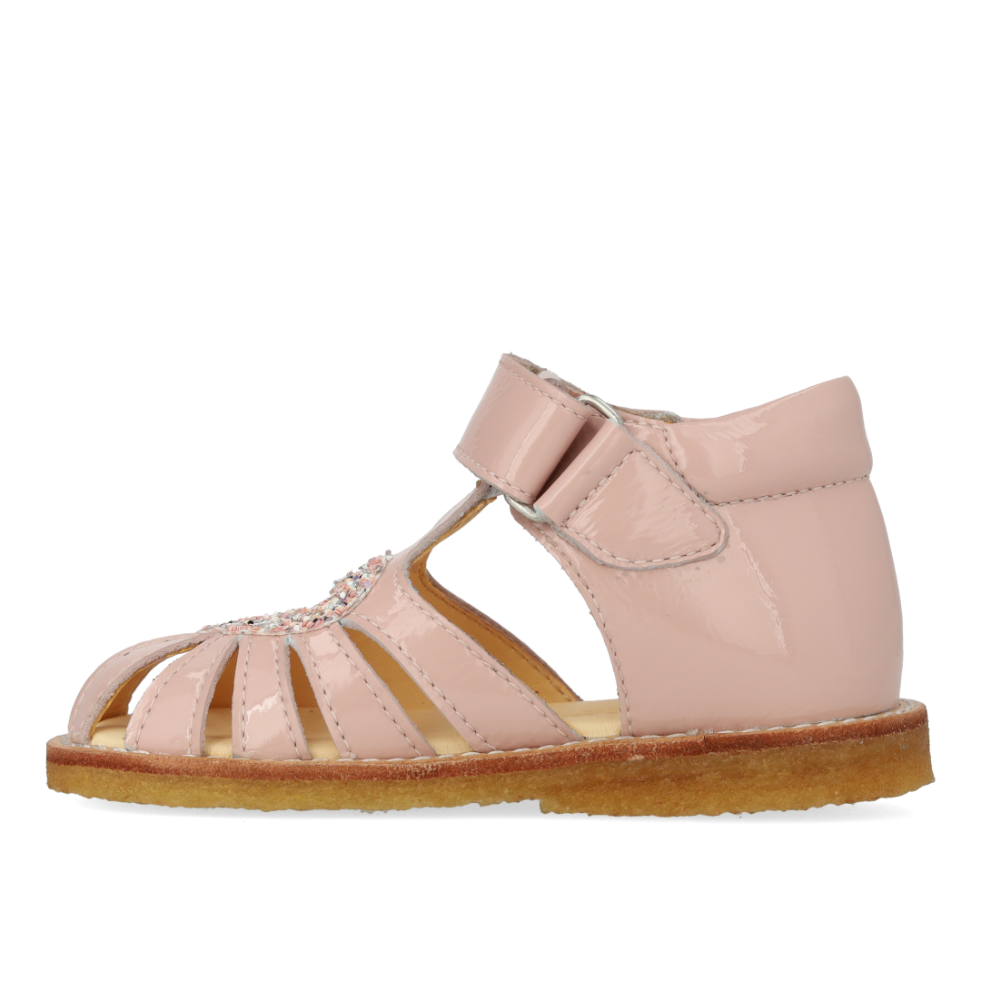 Hjertesandal med glitter og velcrolukning