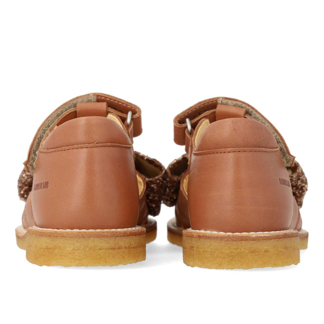 Sandal med glittersløjfe og velcrolukning