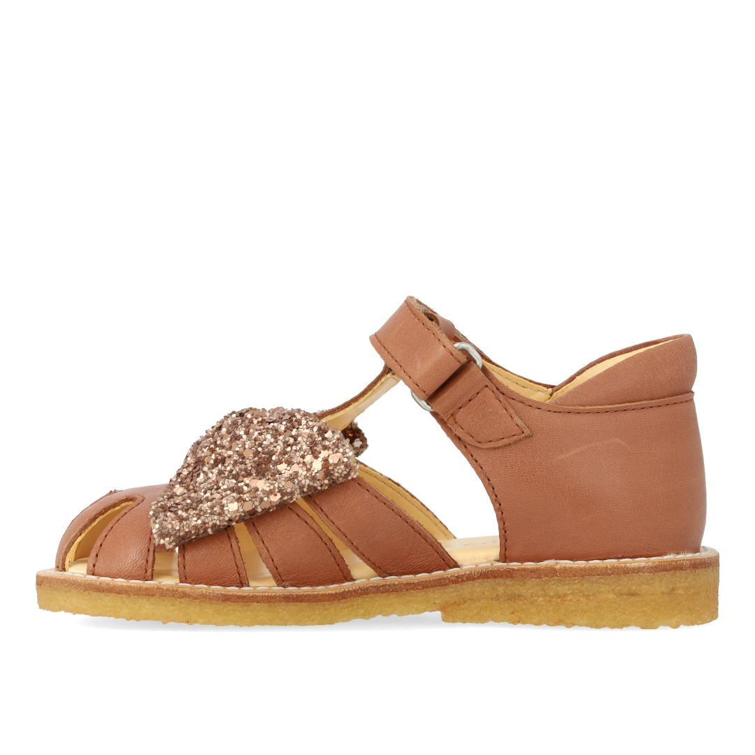 Sandal med glittersløjfe og velcrolukning