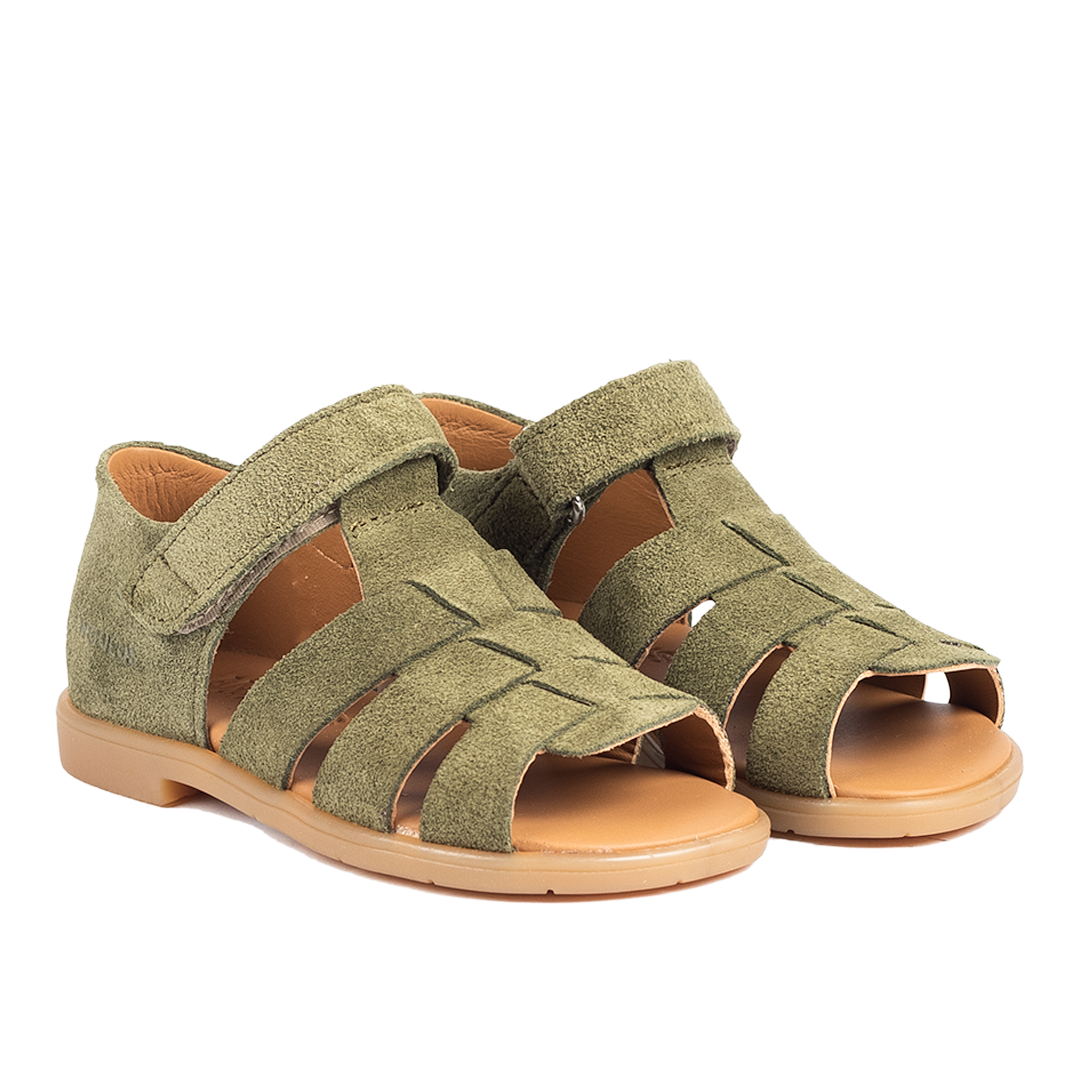 Begynder sandal med åben tå og velcrolukning