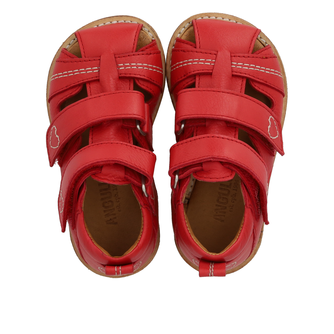 Begynder sandal med kontrast hjertebroderi