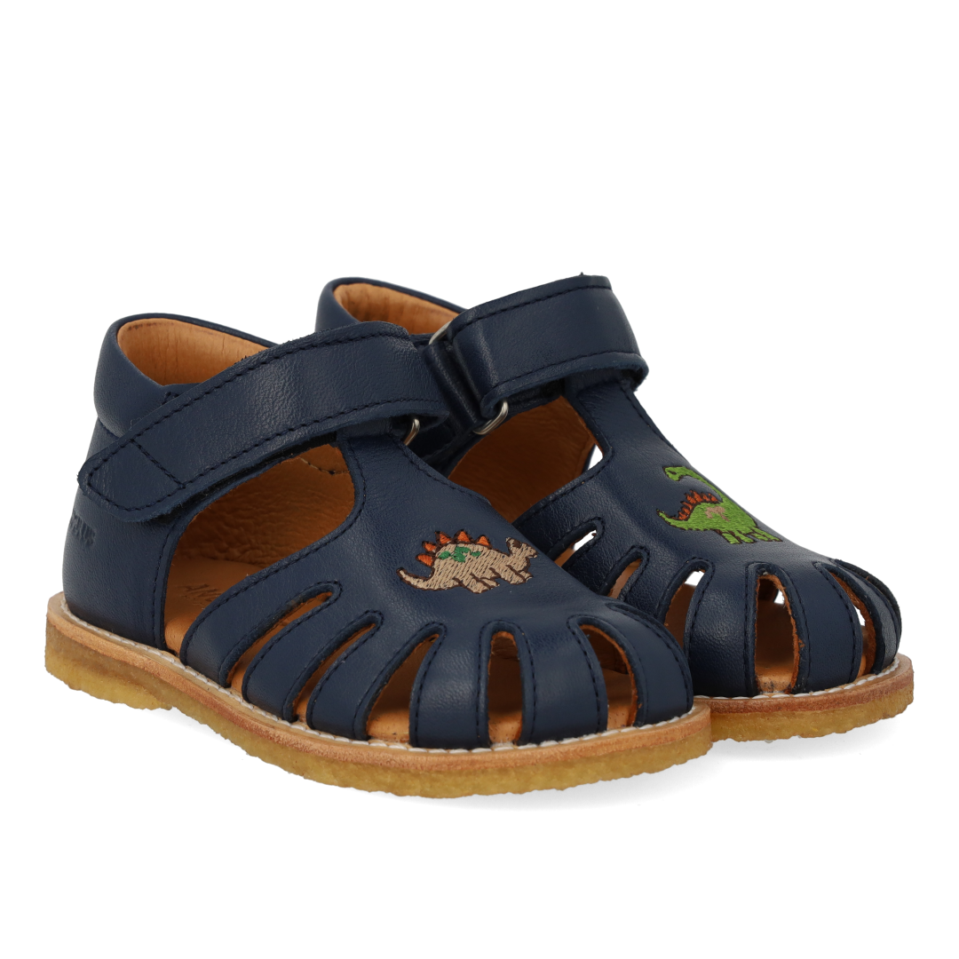 Sandal med dinobroderi og lukket tå