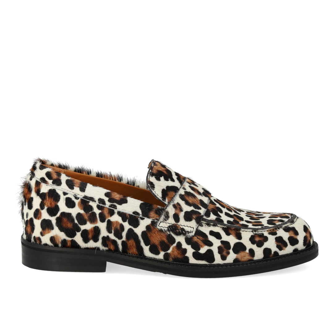 Klassisk Penny loafer i mønstret pony-pels