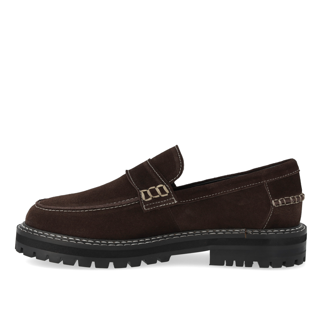 Penny loafer med kontraststikninger