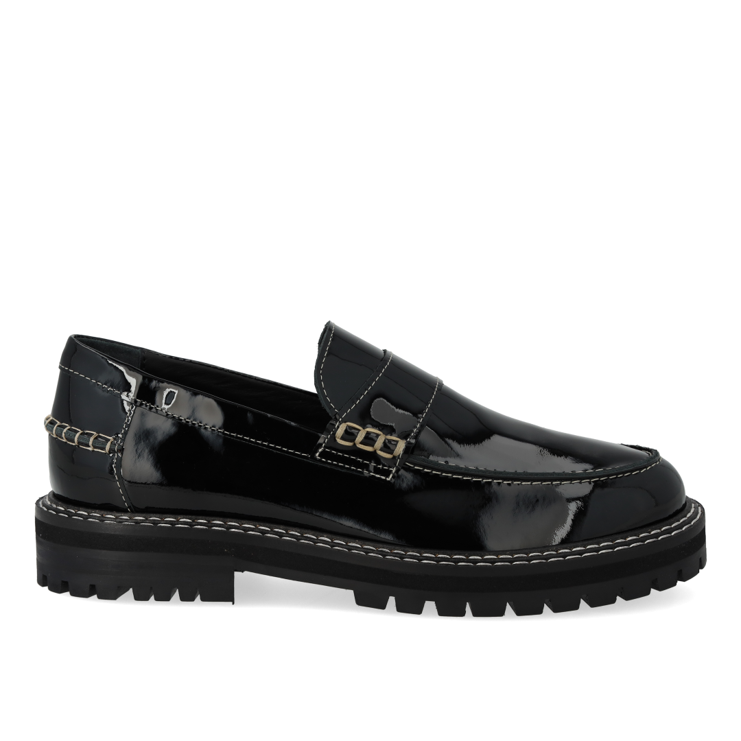 Penny loafer med kontraststikninger