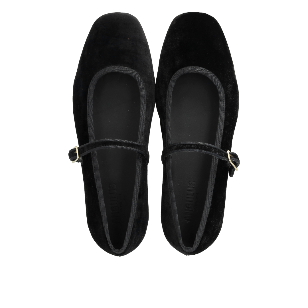 Mary Jane ballerina i blød velour
