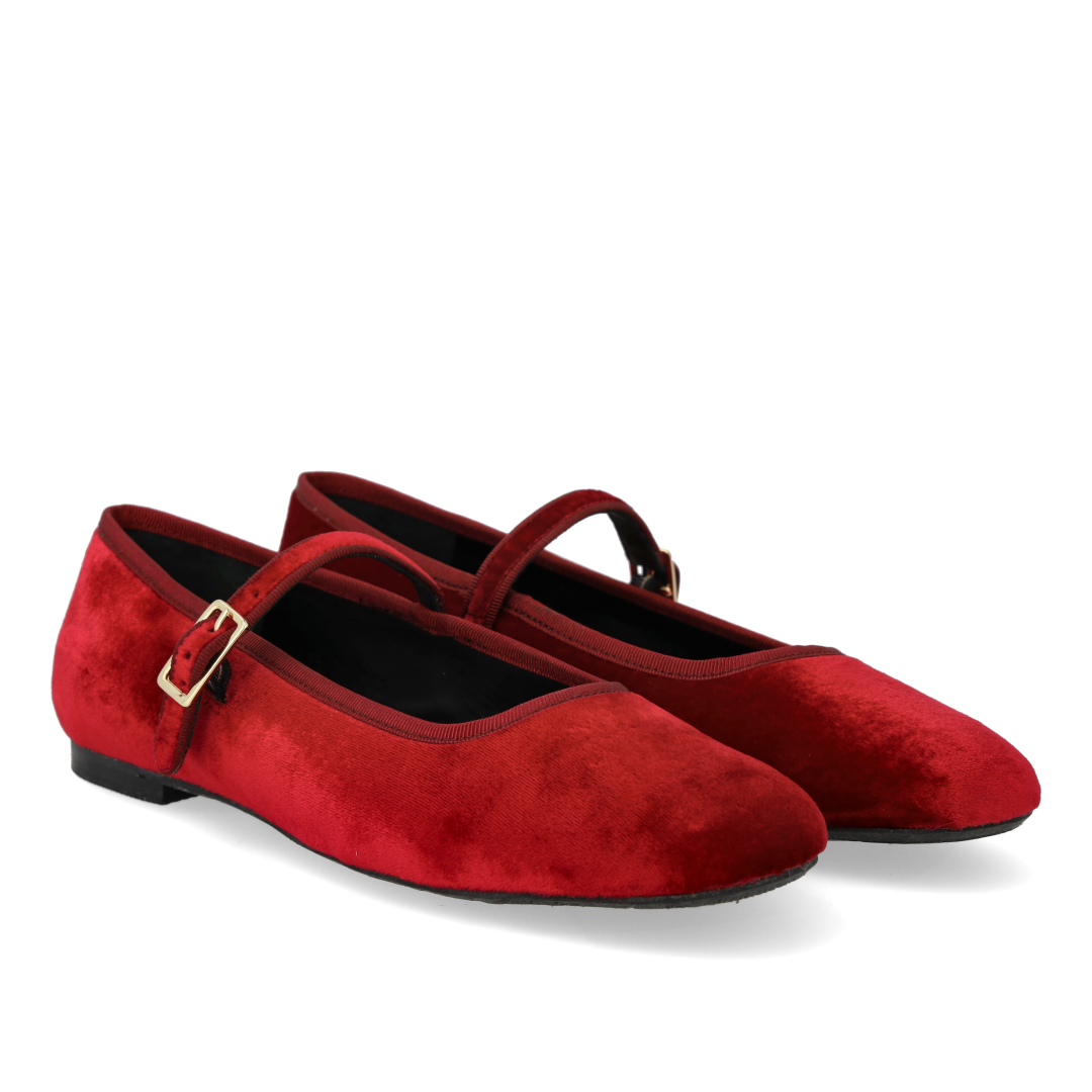 Mary Jane ballerina i blød velour