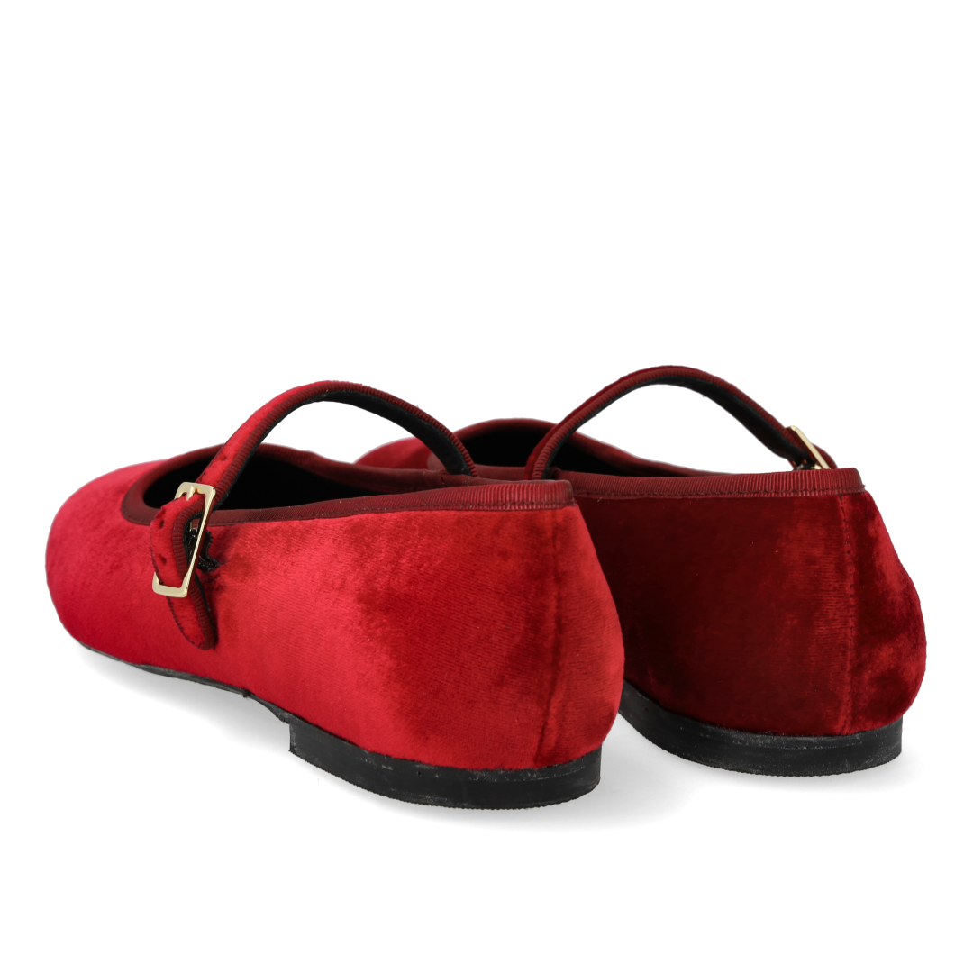 Mary Jane ballerina i blød velour