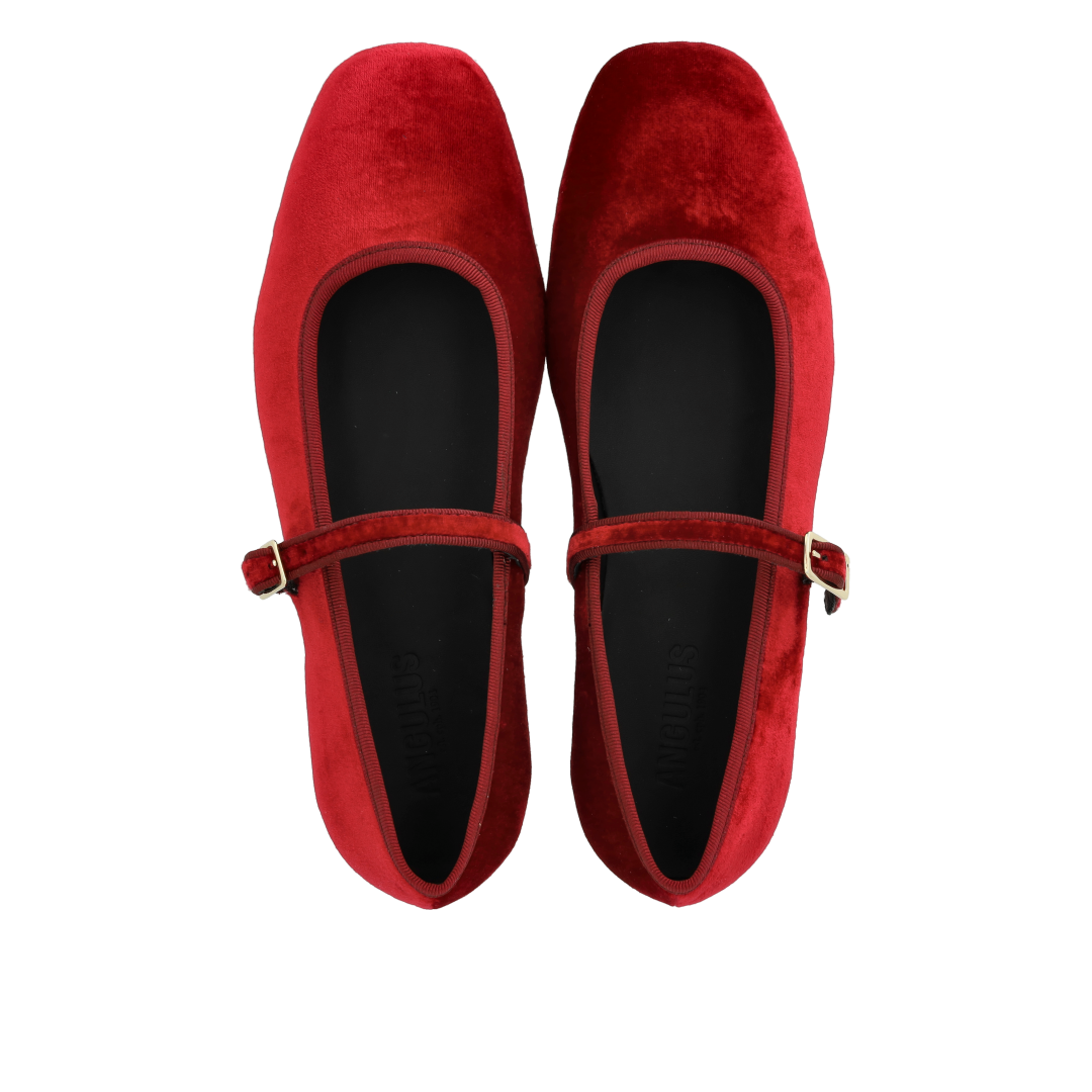 Mary Jane ballerina i blød velour