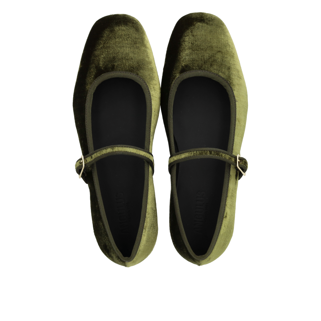Mary Jane ballerina i blød velour
