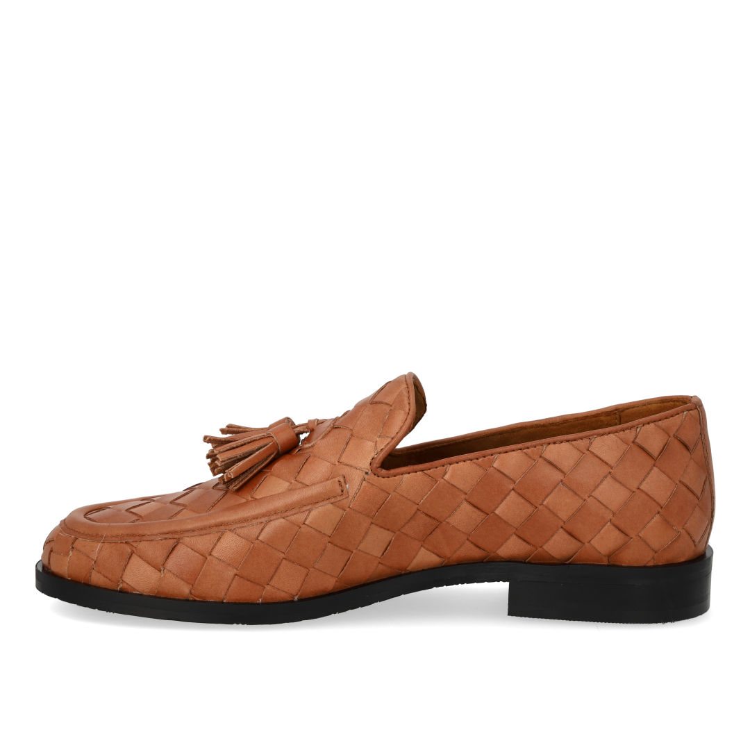 Flettet loafer med kvastdetaljer