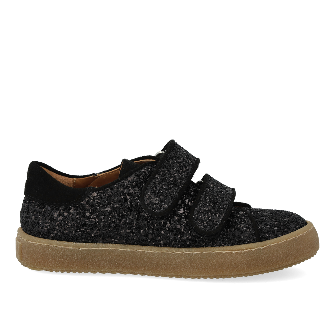 Sporty velcro-sneaker i funklende glitter