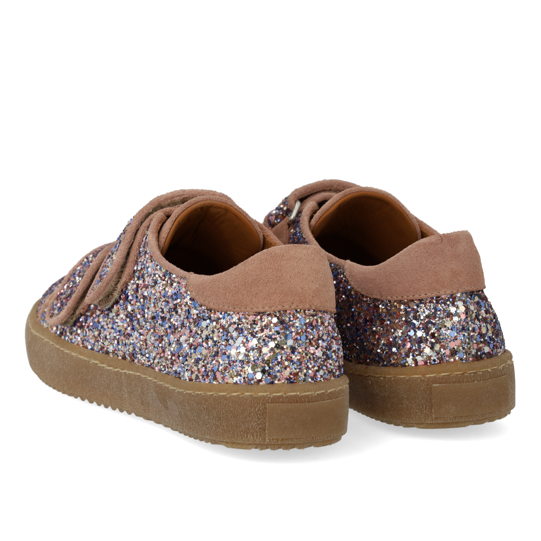Sporty velcro-sneaker i funklende glitter