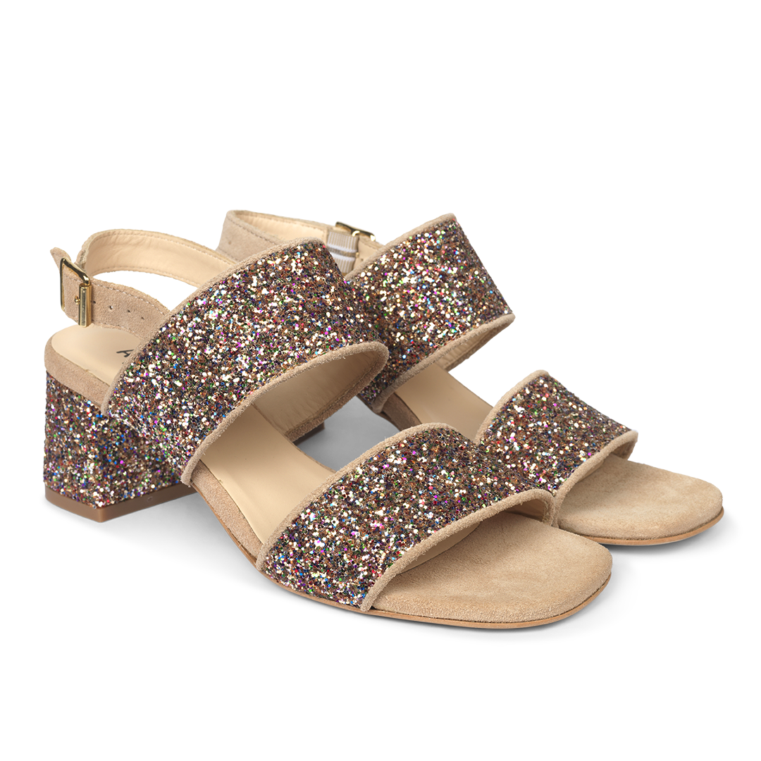 Remsandal i funklende glitter