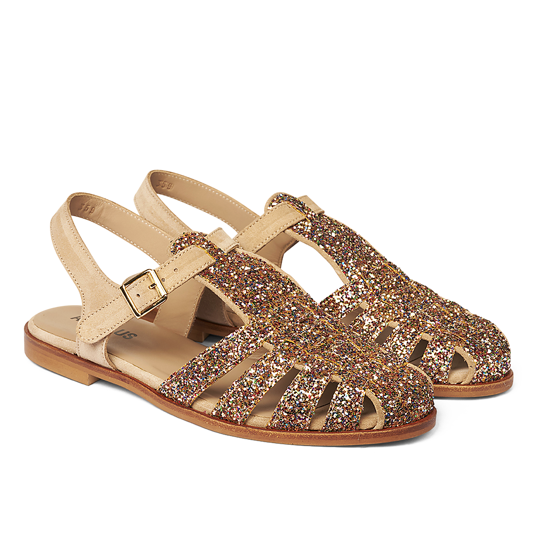 Klassisk Fisherman’s sandal med funklende glitter
