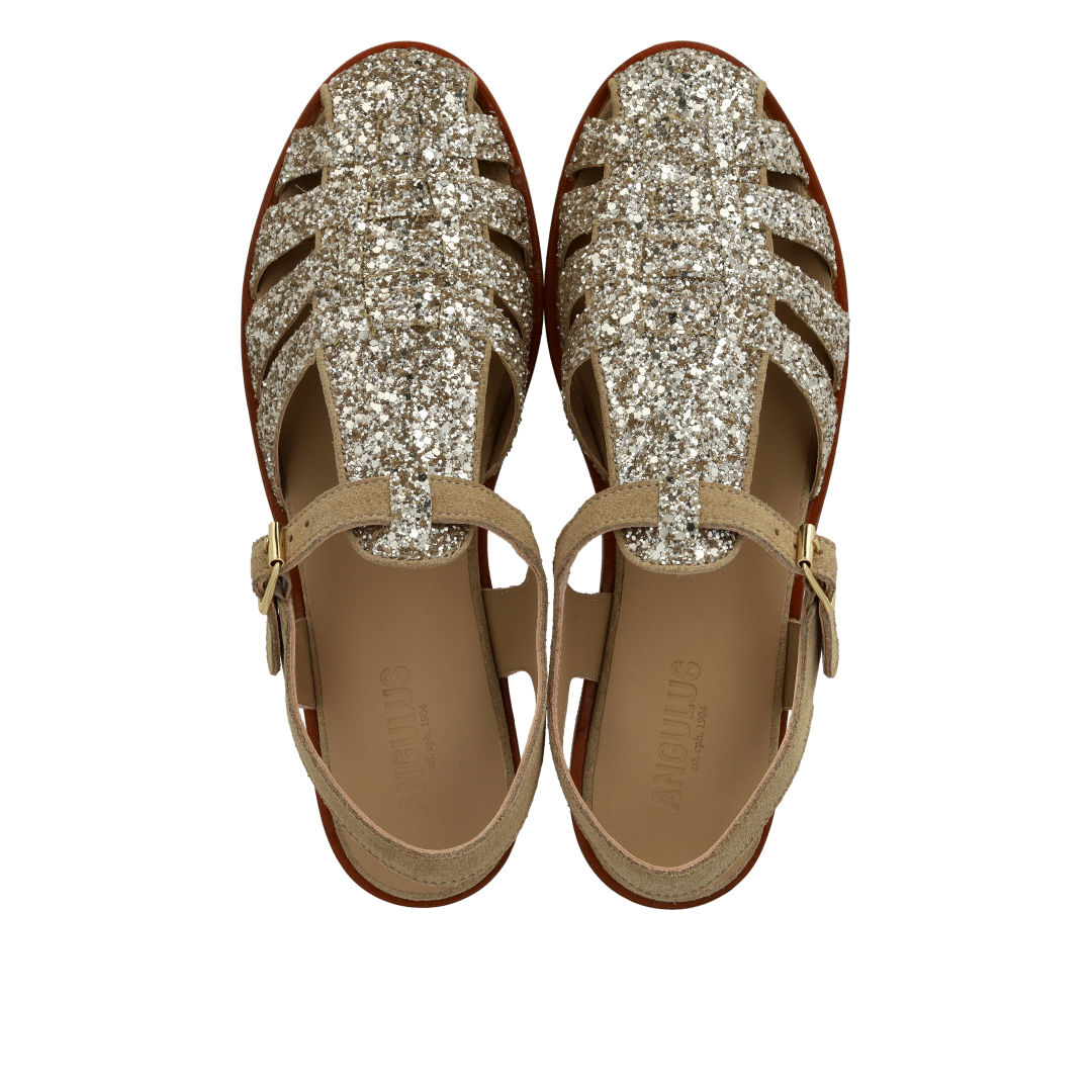 Klassisk Fisherman’s sandal med funklende glitter