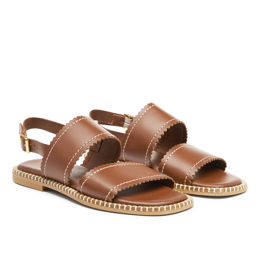 Lædersandal med bølge kanter