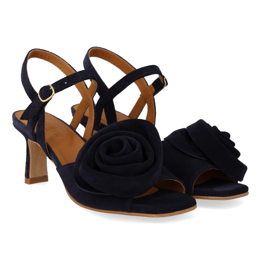 Højhælet Sandal med voluminøs rosedetalje