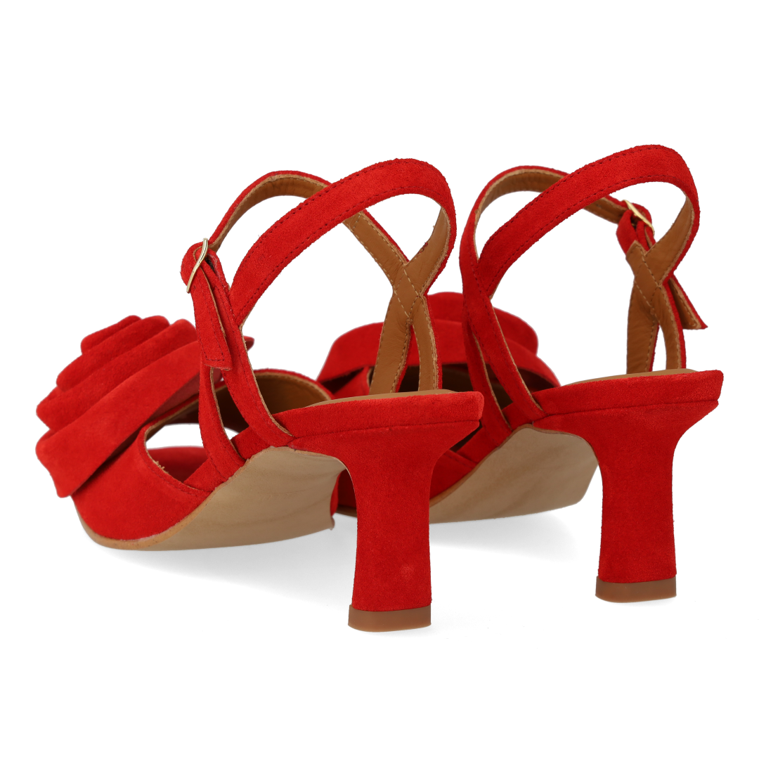 Højhælet Sandal med voluminøs rosedetalje