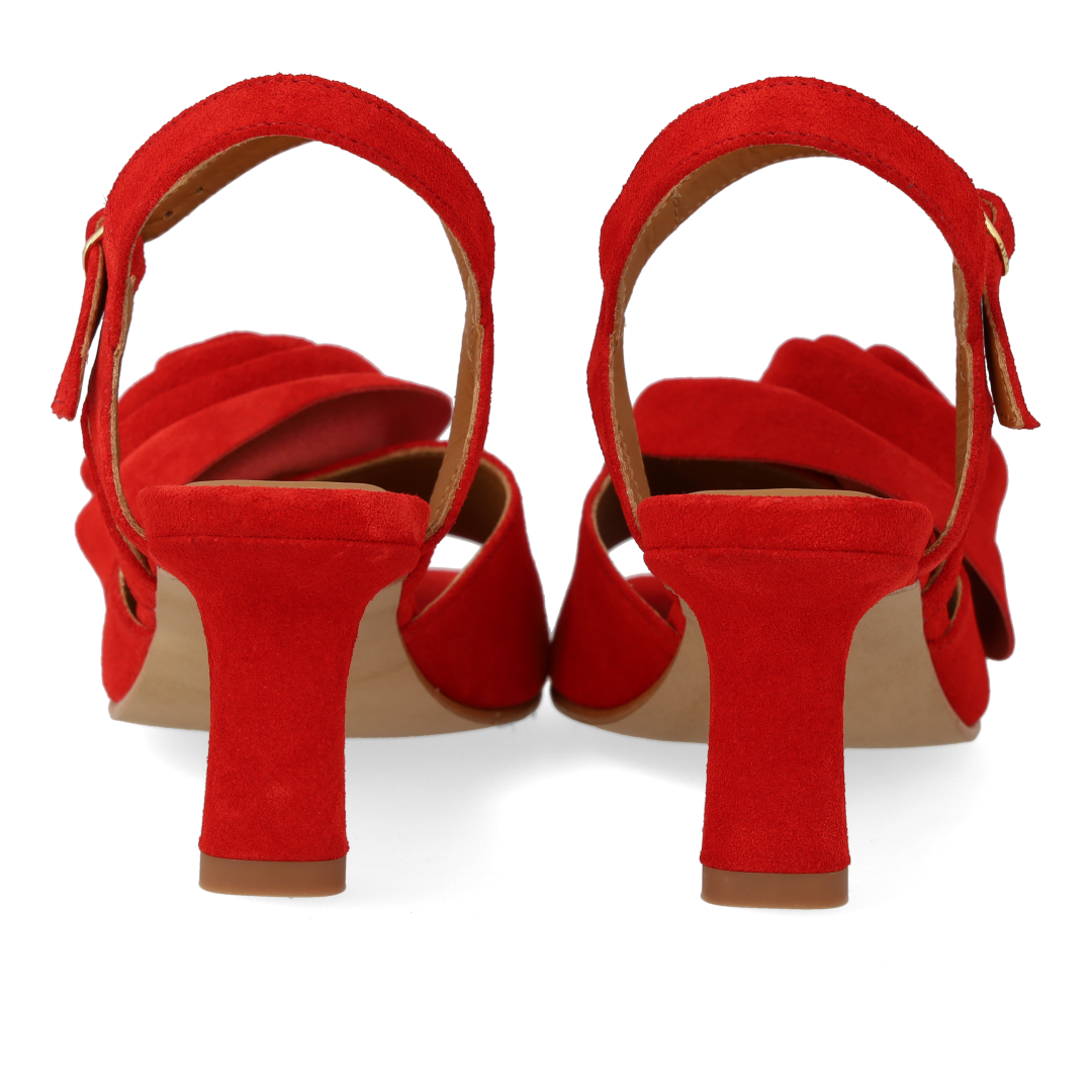 Højhælet Sandal med voluminøs rosedetalje