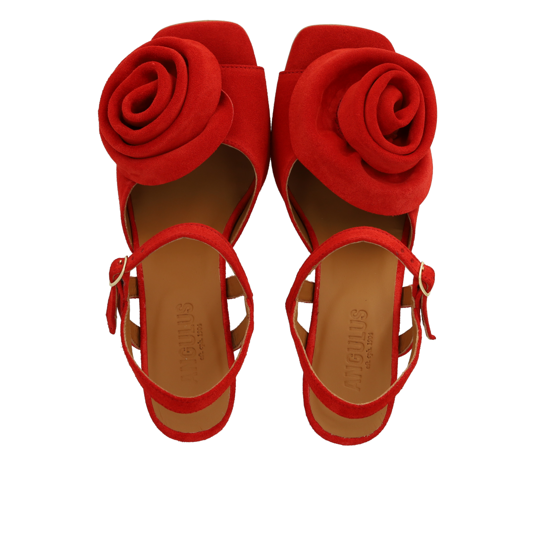 Højhælet Sandal med voluminøs rosedetalje