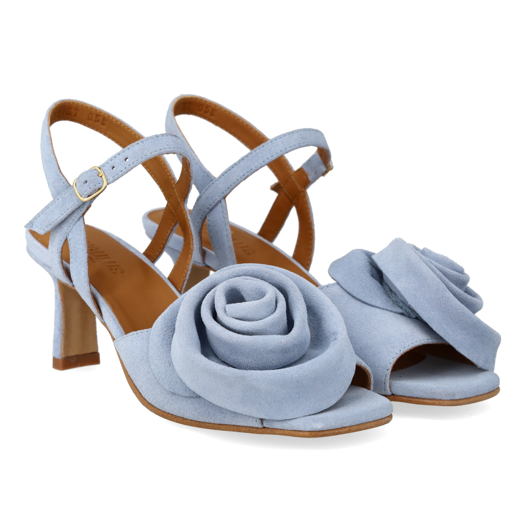 Højhælet Sandal med voluminøs rosedetalje