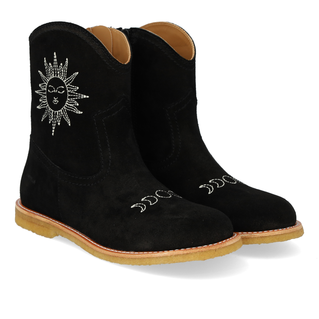 Cowboy støvle med sol- og månebroderi
