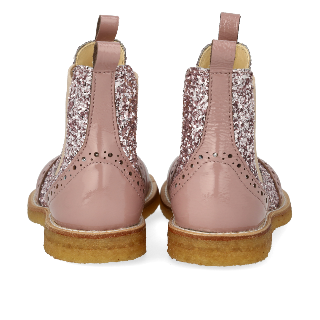 Chelsea støvle med glitter og brogues detaljer