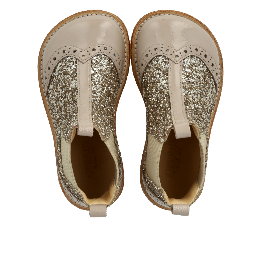 Chelsea støvle med glitter og brogues detaljer