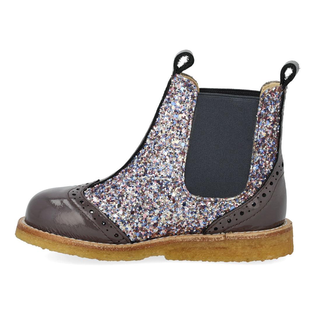 Chelsea støvle med glitter og brogues detaljer