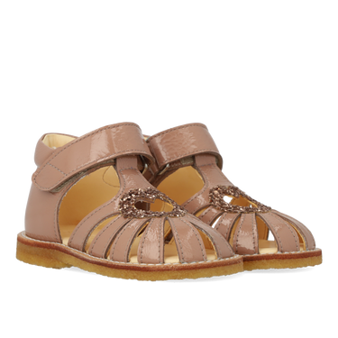 Hjertesandal med glitter og velcrolukning