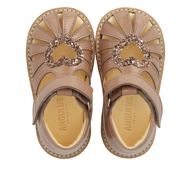 Hjertesandal med glitter og velcrolukning