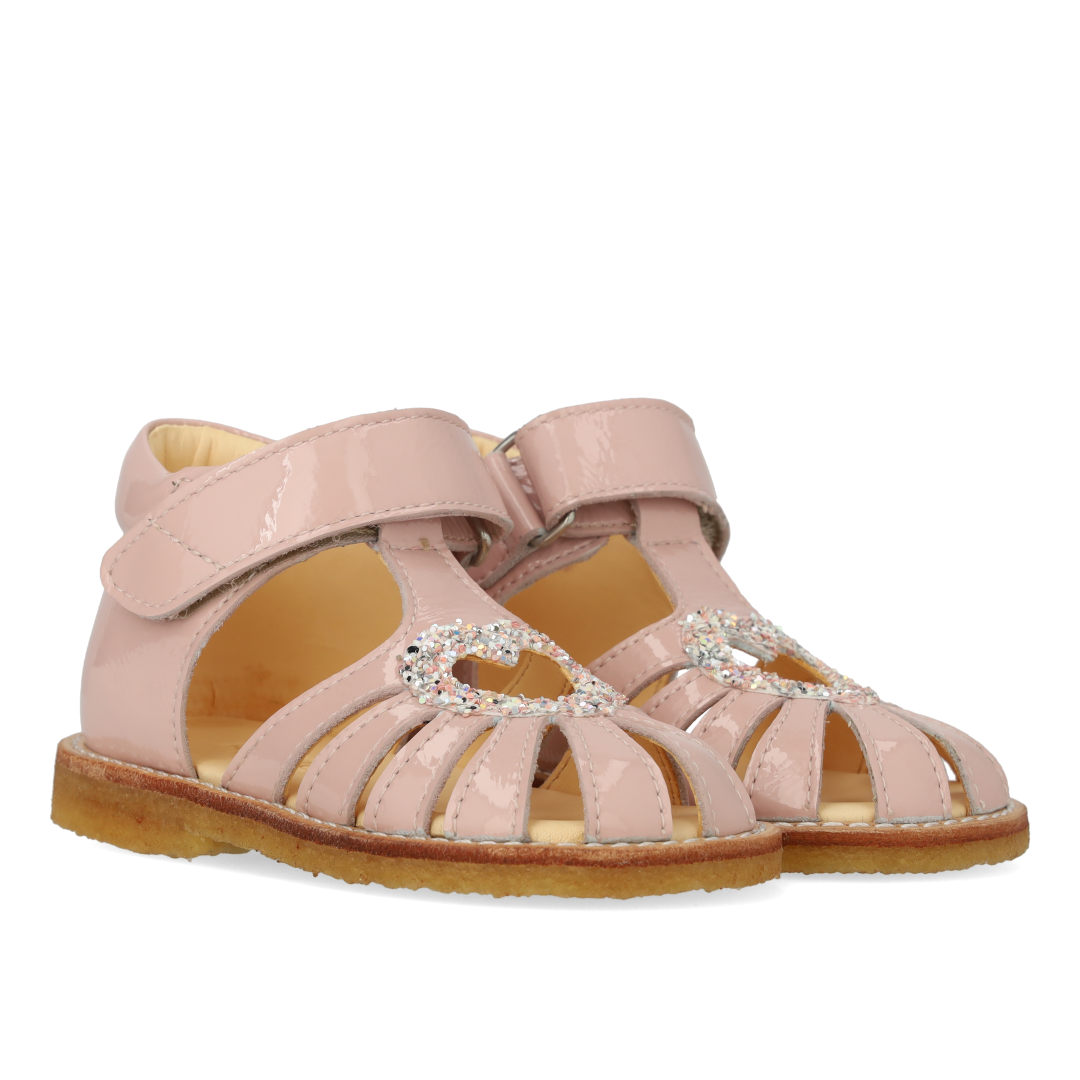 Hjertesandal med glitter og velcrolukning