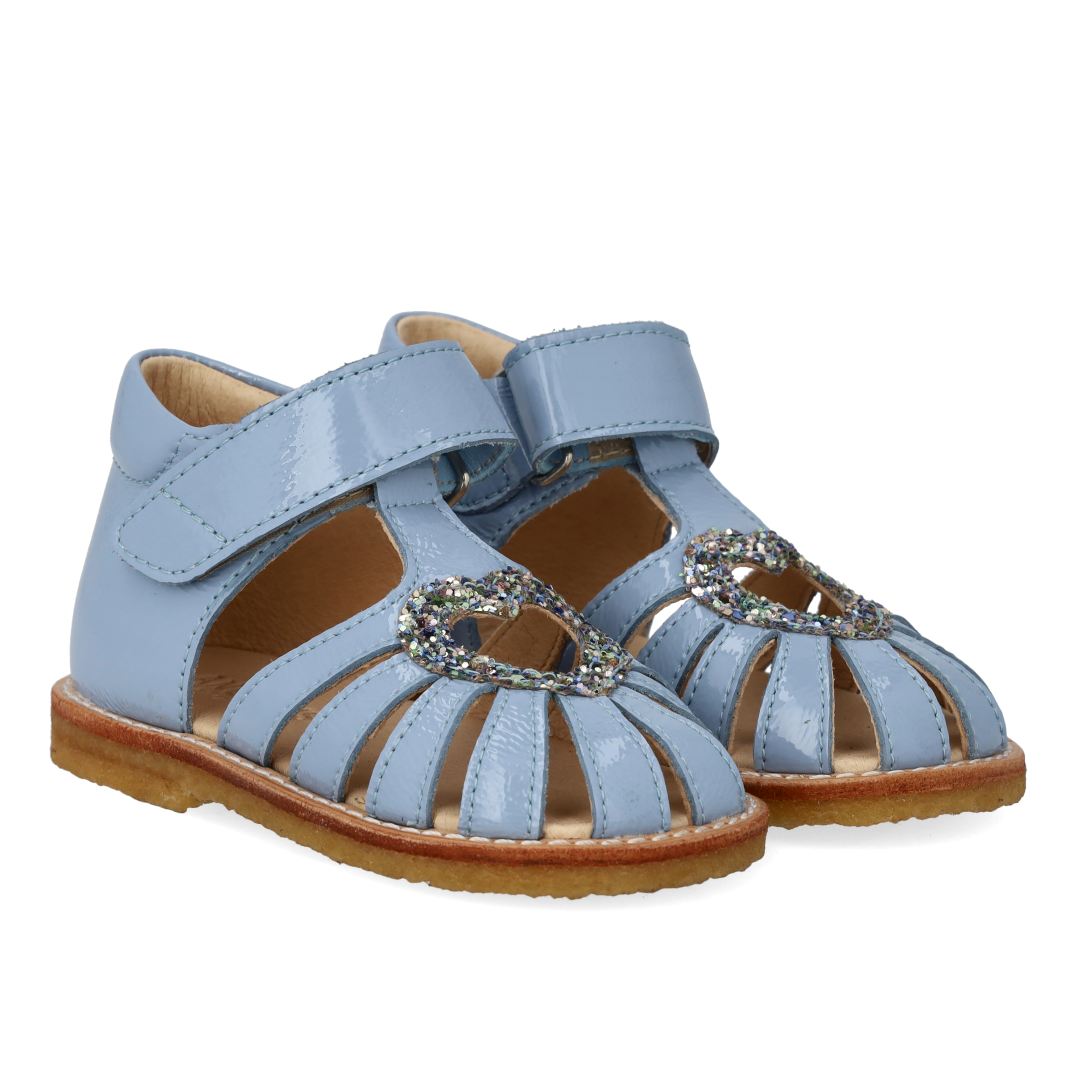 Hjertesandal med glitter og velcrolukning