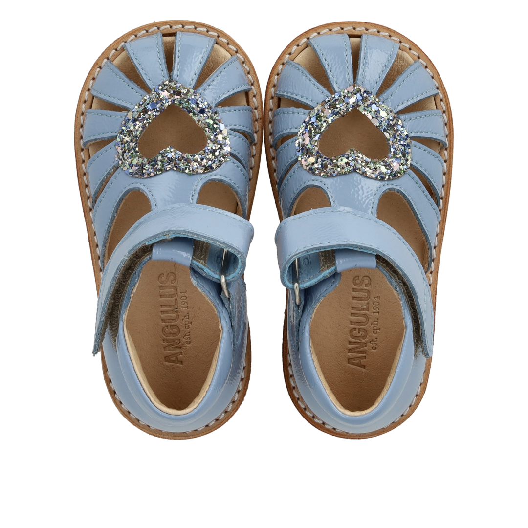 Hjertesandal med glitter og velcrolukning