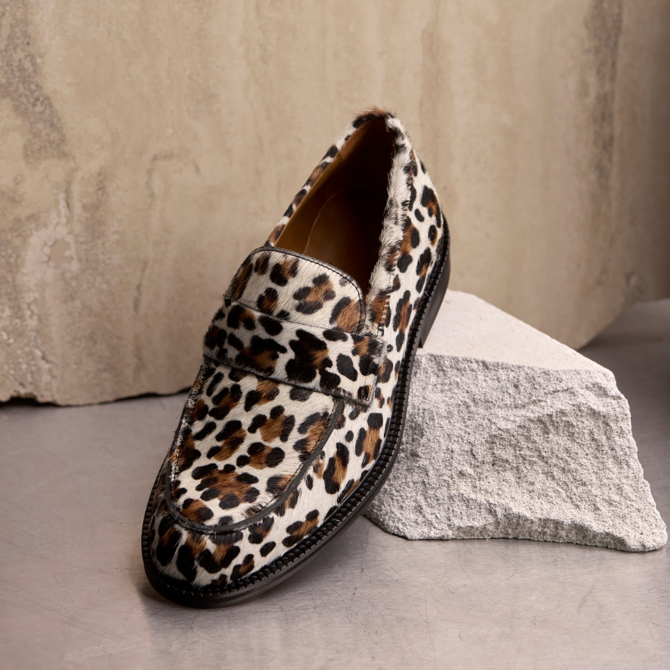 Klassisk Penny loafer i mønstret pony-pels
