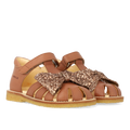 Sandal med glittersløjfe og velcrolukning