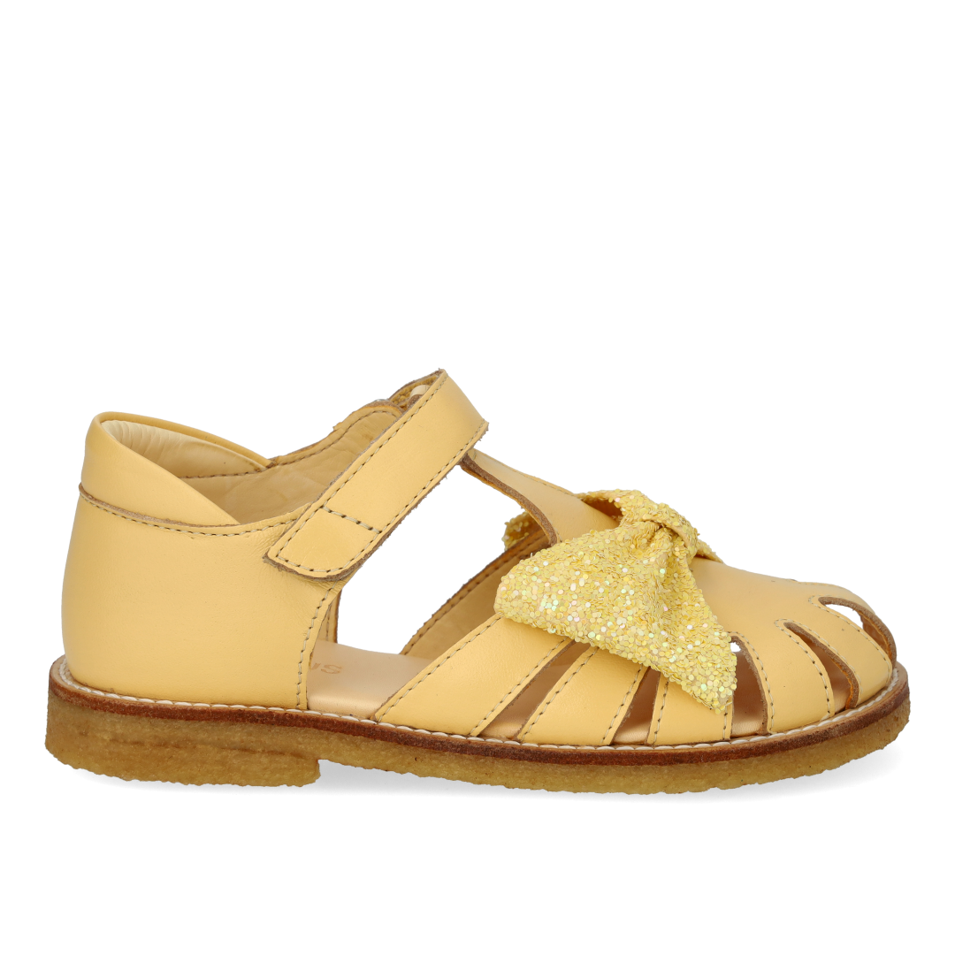 Sandal med glittersløjfe og velcrolukning