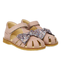 Sandal med glittersløjfe og velcrolukning