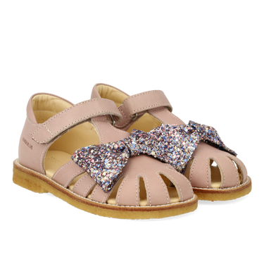 Sandal med glittersløjfe og velcrolukning