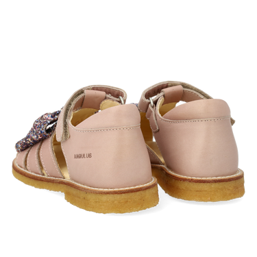 Sandal med glittersløjfe og velcrolukning