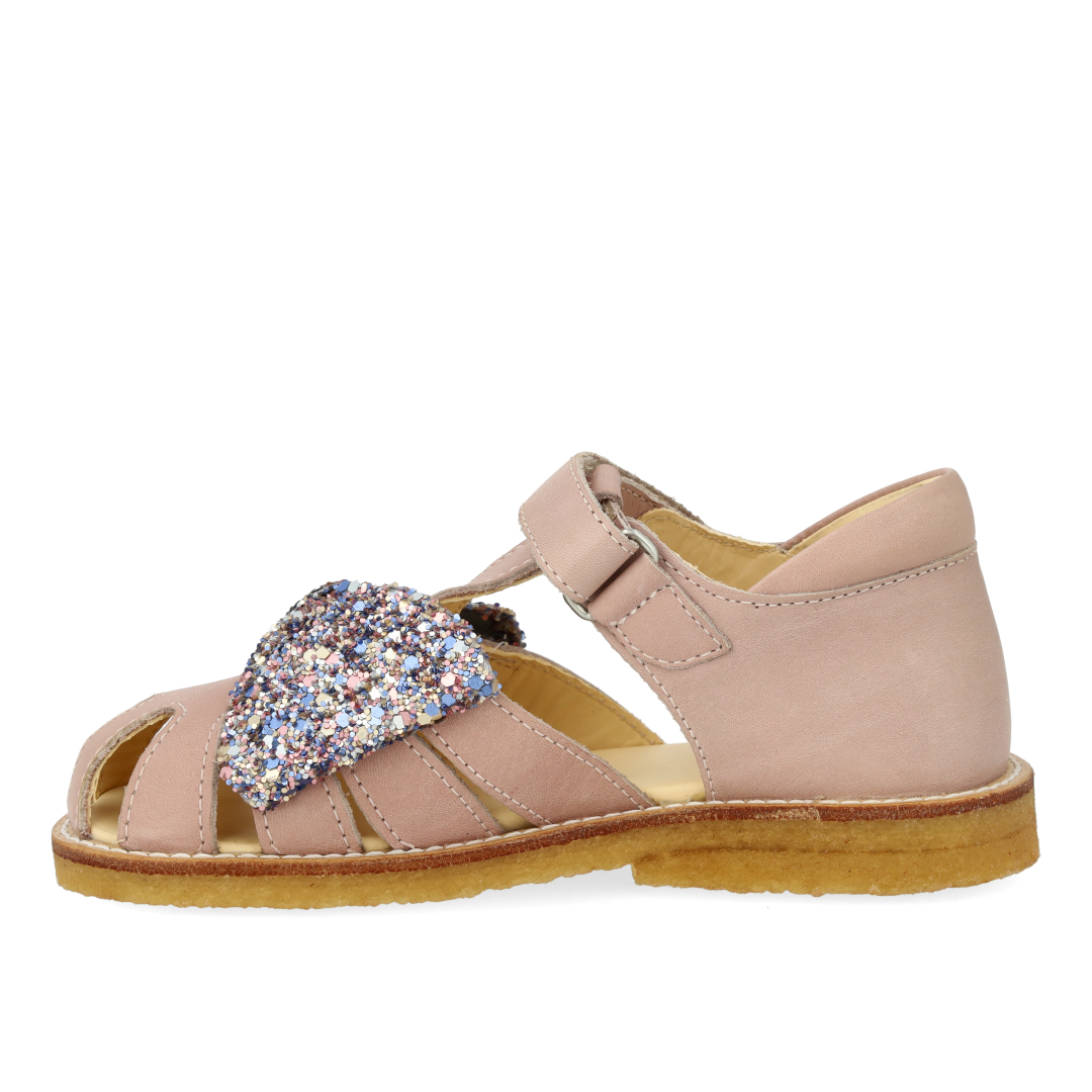 Sandal med glittersløjfe og velcrolukning