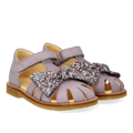 Begynder sandal med glittersløjfe og velcrolukning
