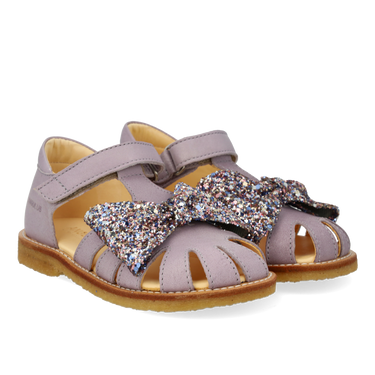 Begynder sandal med glittersløjfe og velcrolukning