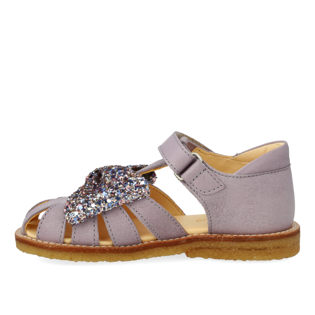 Begynder sandal med glittersløjfe og velcrolukning