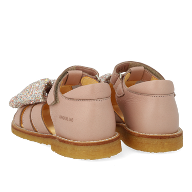 Begynder sandal med glittersløjfe og velcrolukning