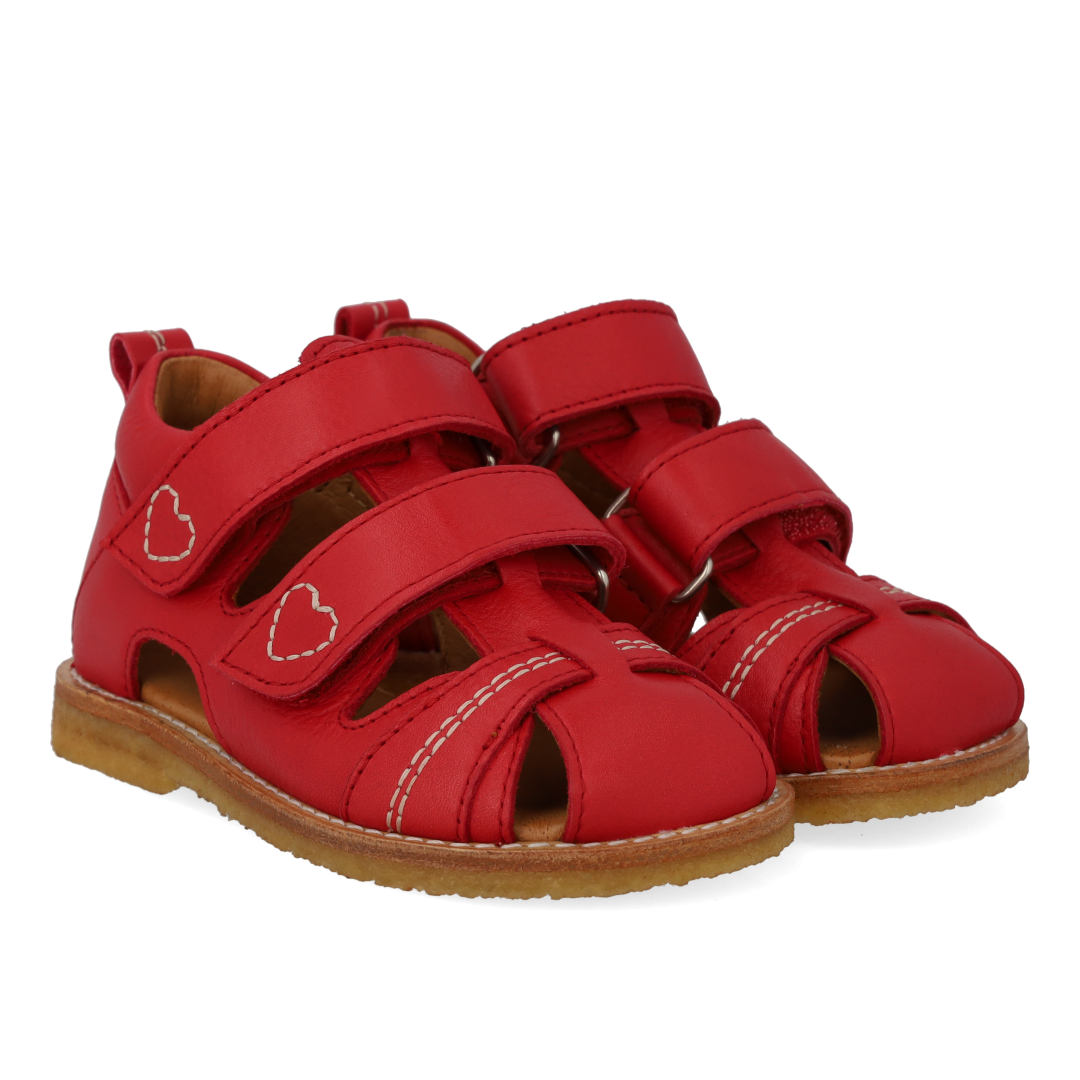 Begynder sandal med kontrast hjertebroderi