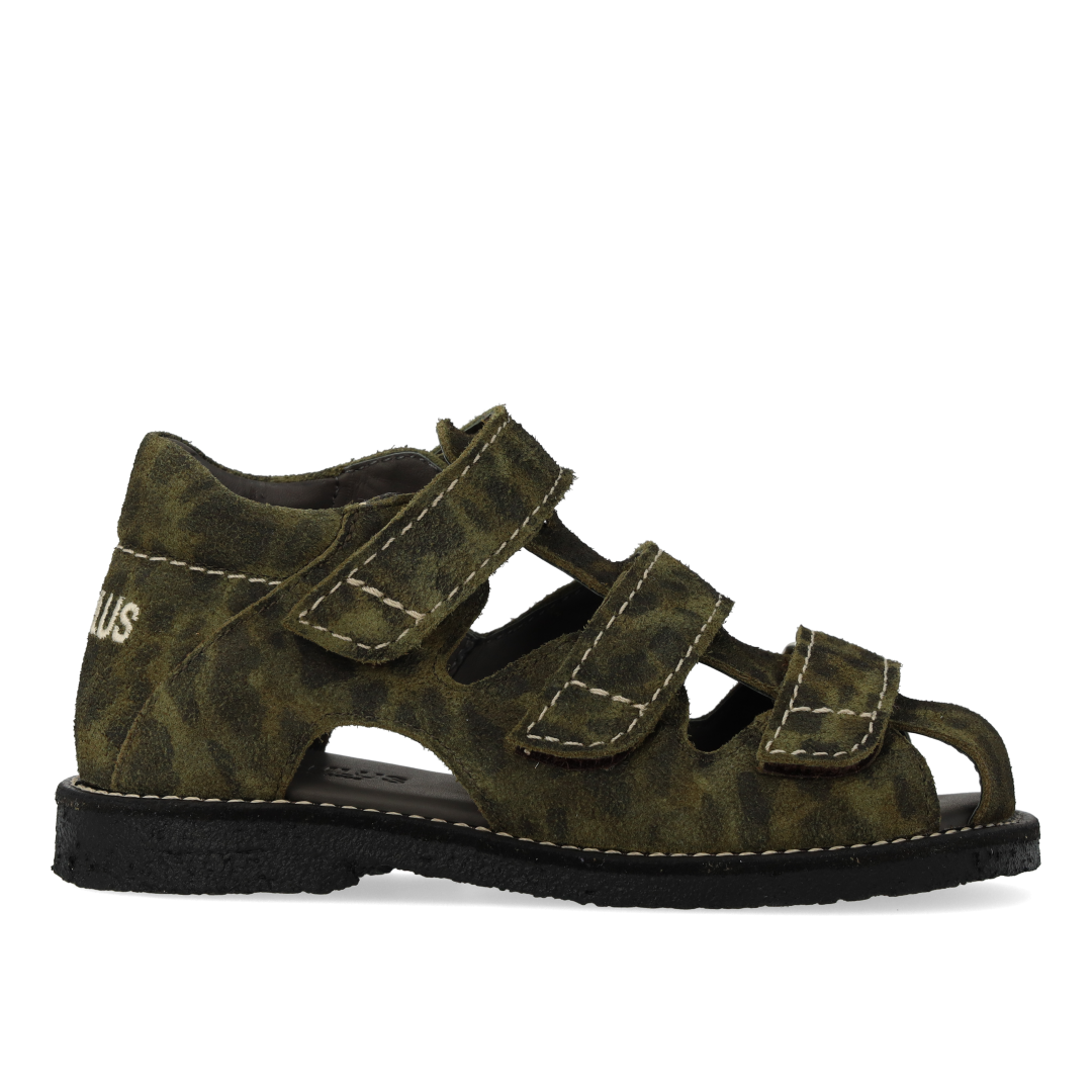 Sandal med stikningsdetaljer og tredobbelt velcro