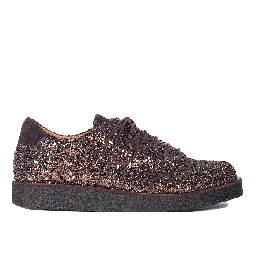 Sneaker i glitter på plateausål