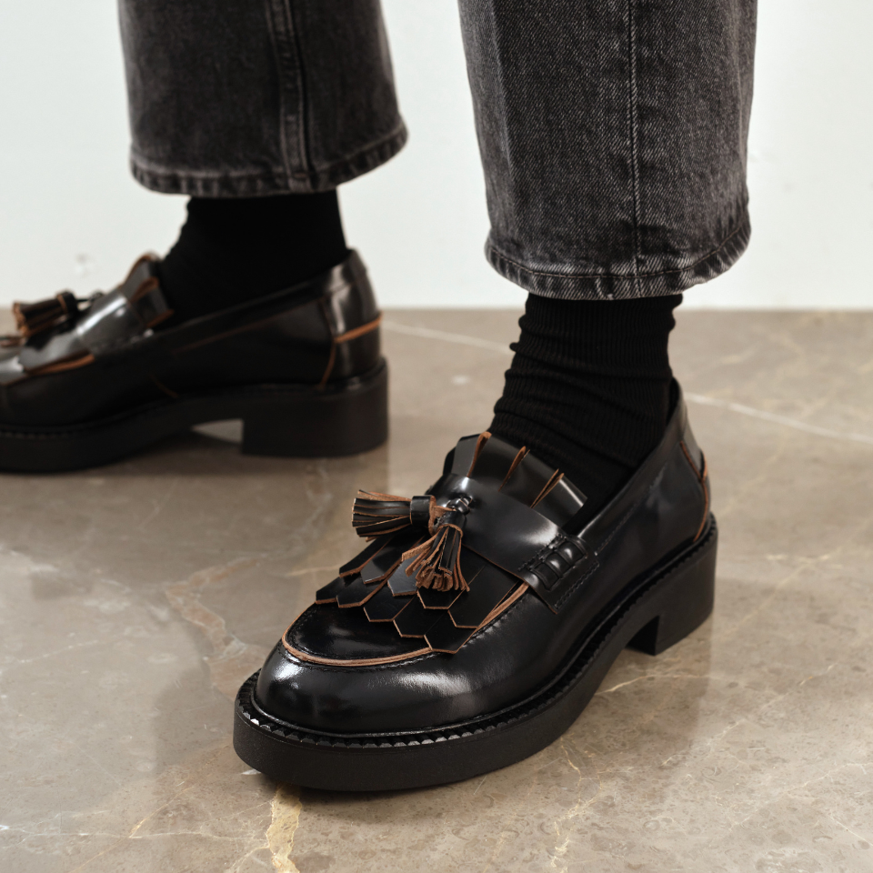 Chunky Penny loafer med frynser og kvastdetalje